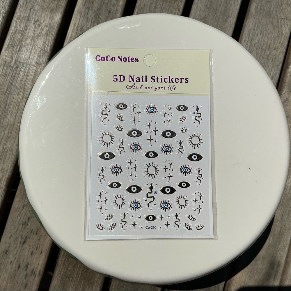 Gold and Blue Nail Art Stickers Evil Eye Design